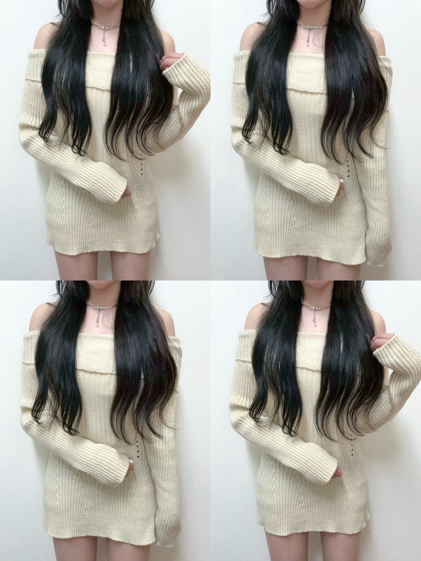 オフショルペプラムトップス