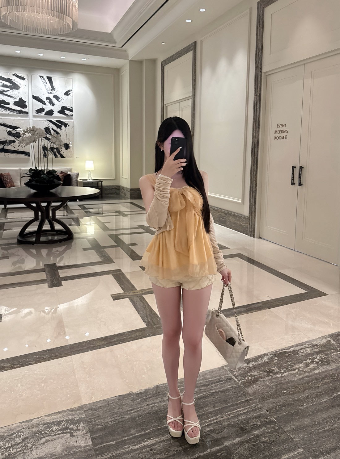 胸元リボントップス2色