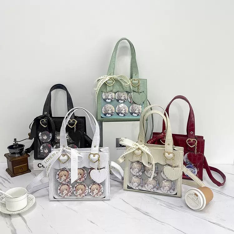 ワニ柄っぽクリアポケット付きbag 5色