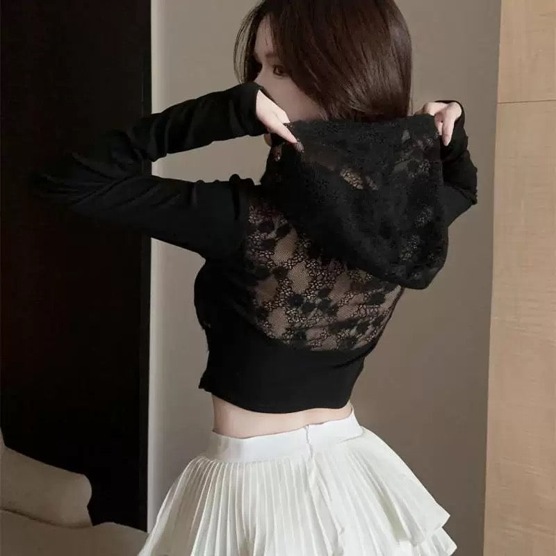back lace hoodie