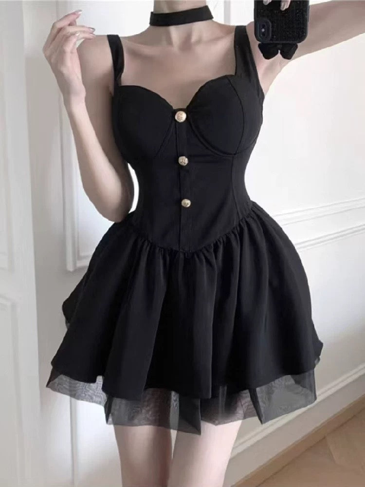 blackフレアワンピ