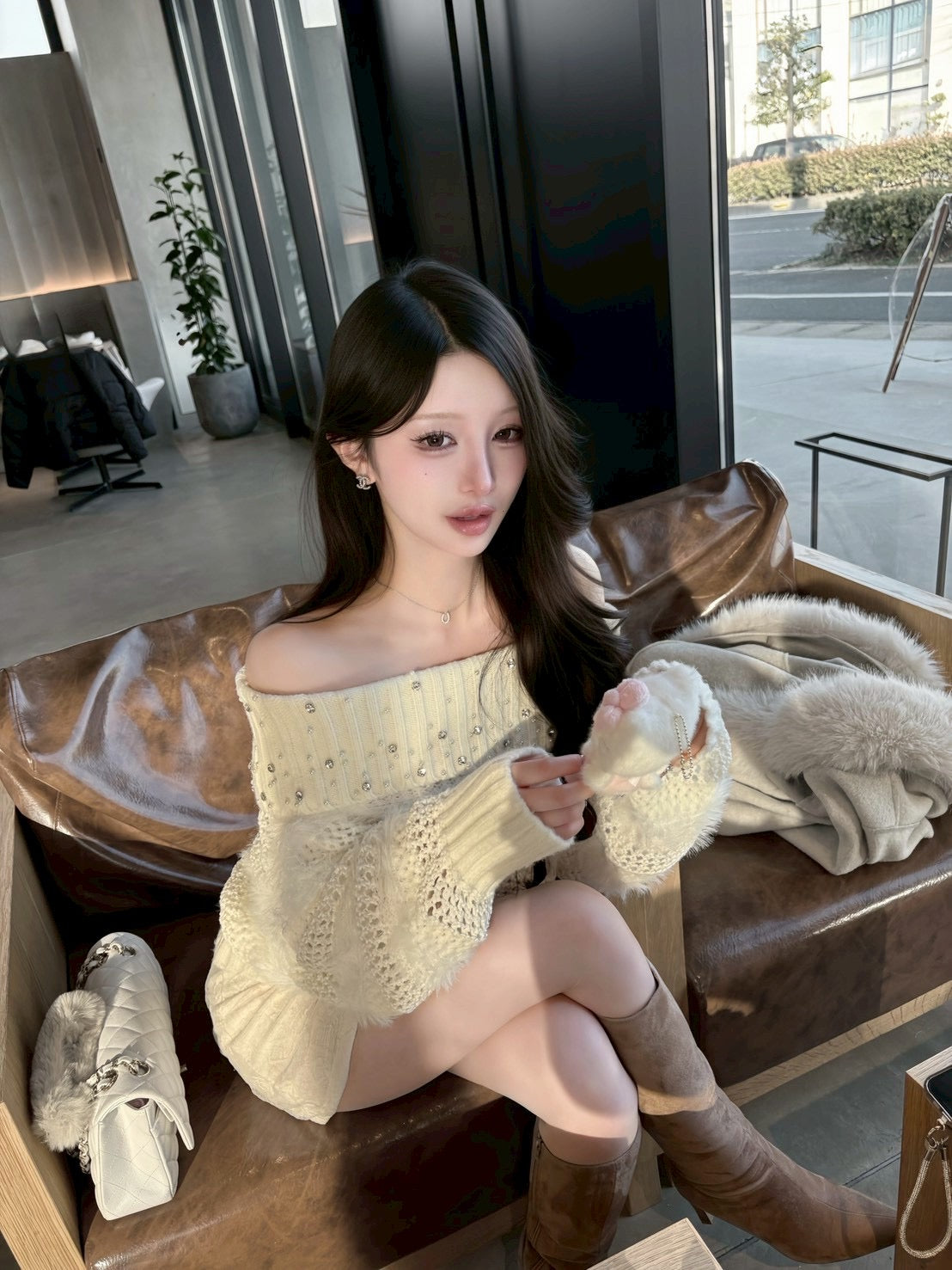 オフショル儚ニット2色