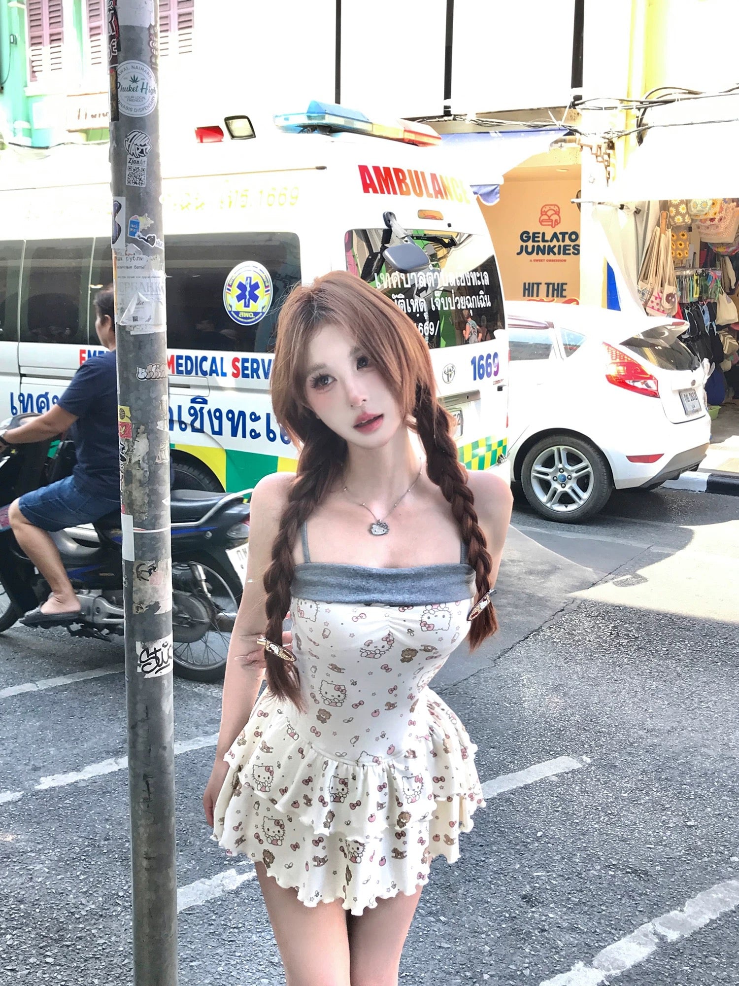 catワンピース+カーディガンセット