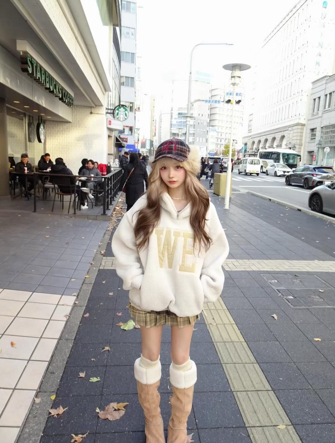 brown ボアセットアップ