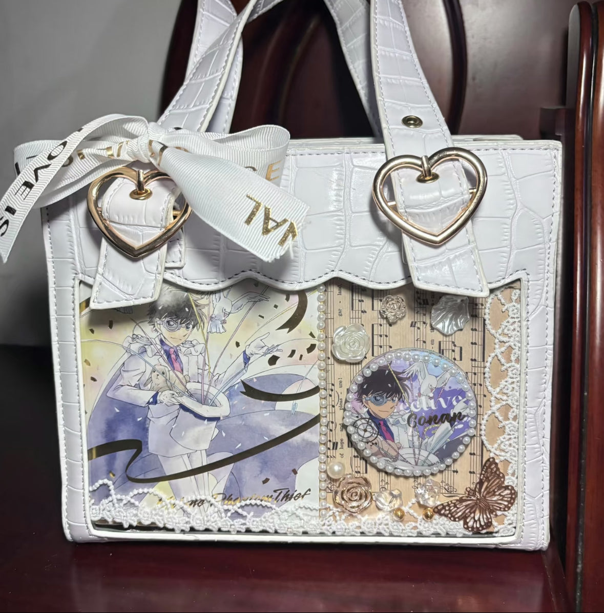 ワニ柄っぽクリアポケット付きbag 5色