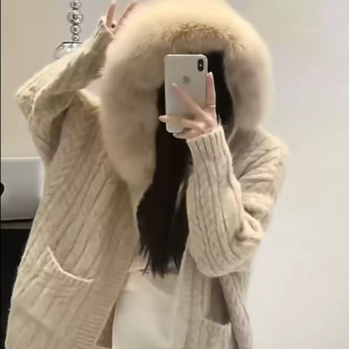 ロングニットカーデ