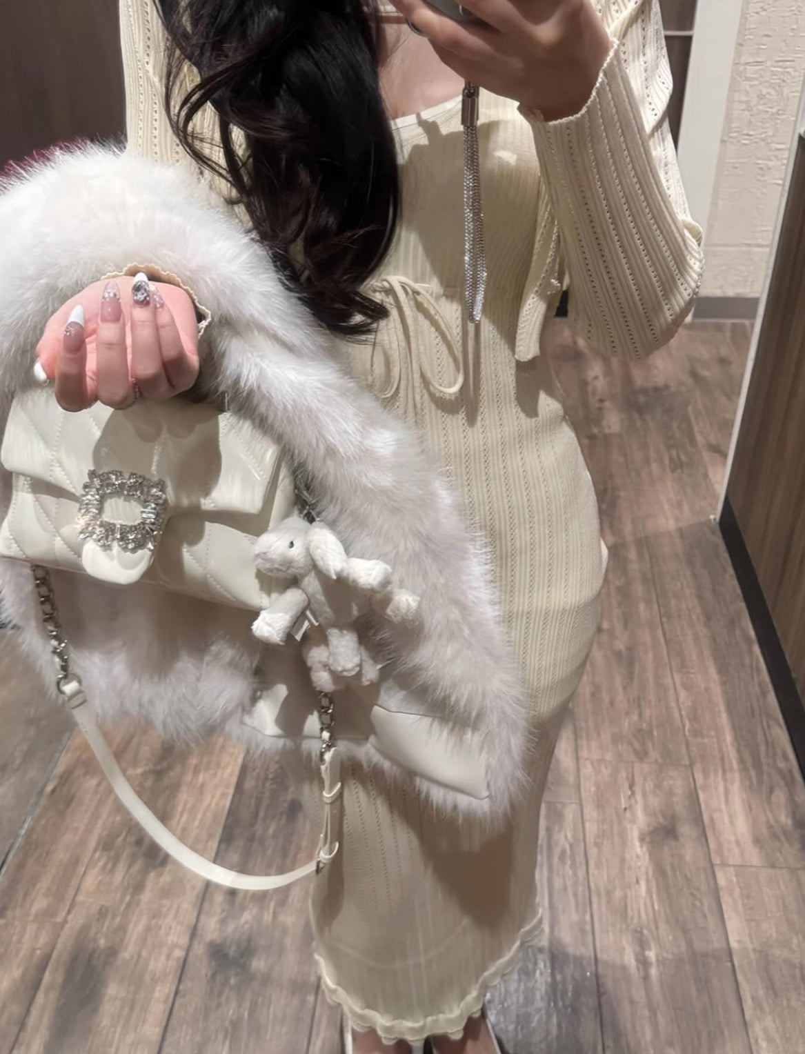 ビジュー バッグ ホワイト