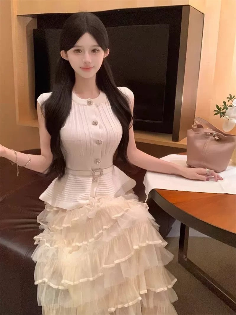 ペプラムトップスorチュールスカート3色