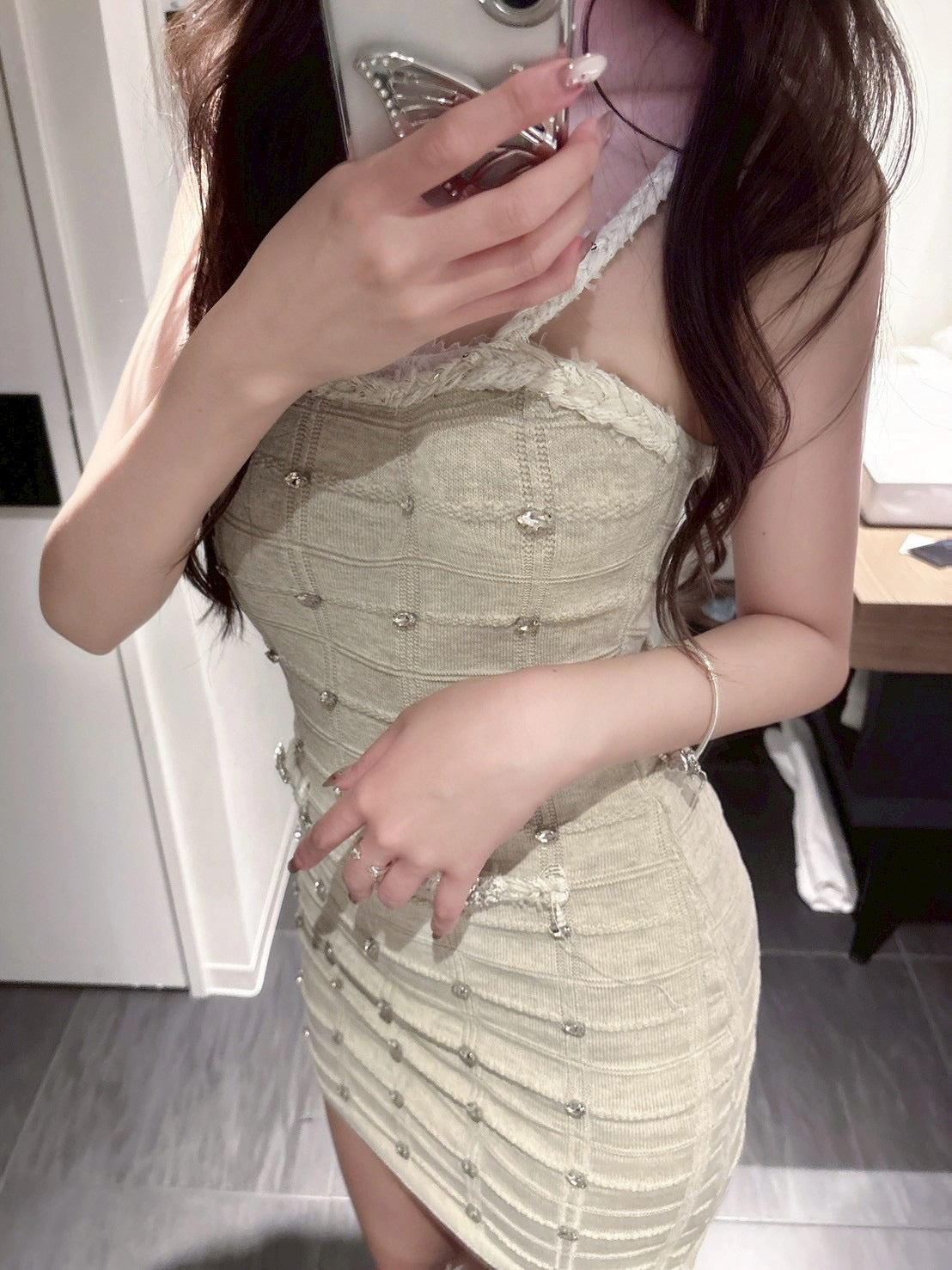 ワンホンビジューワンピ2色