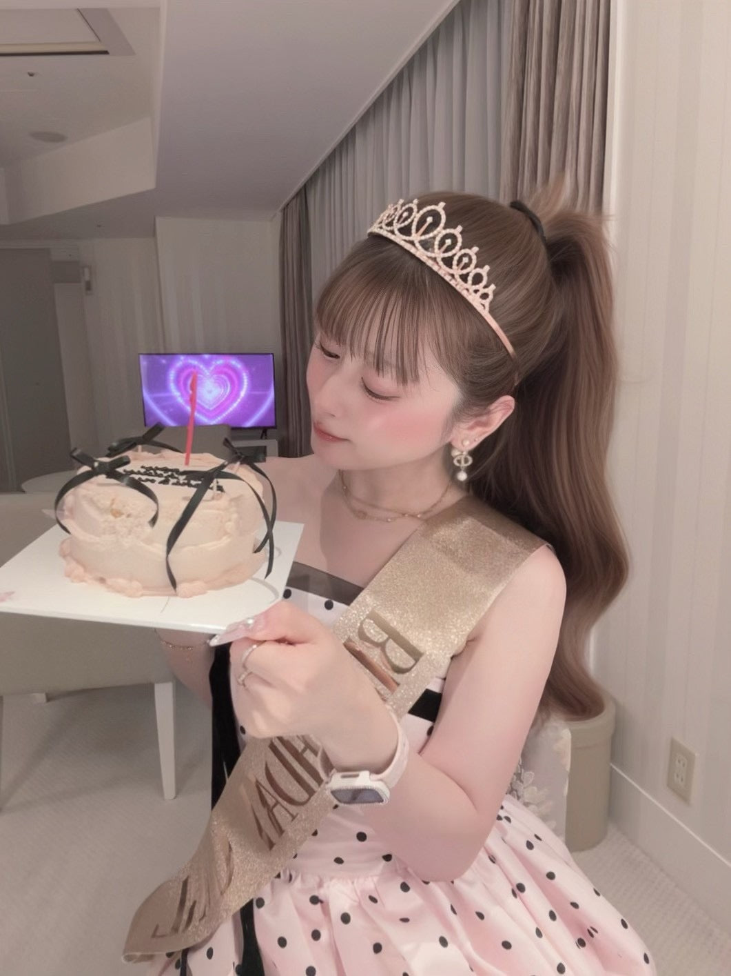 リボン×ドットピンクOP 沖縄コレクション着用アイテム
