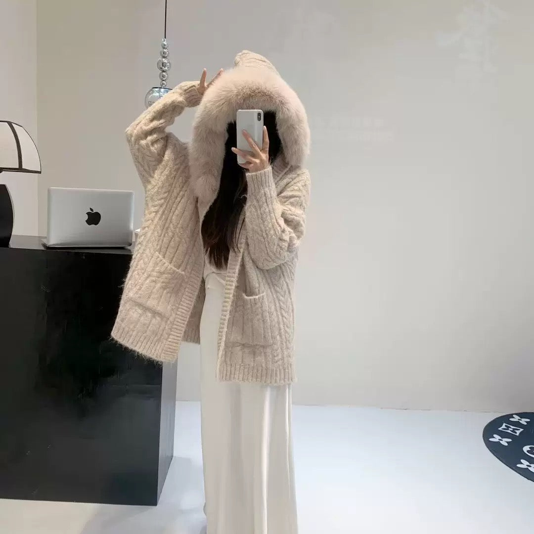 ロングニットカーデ