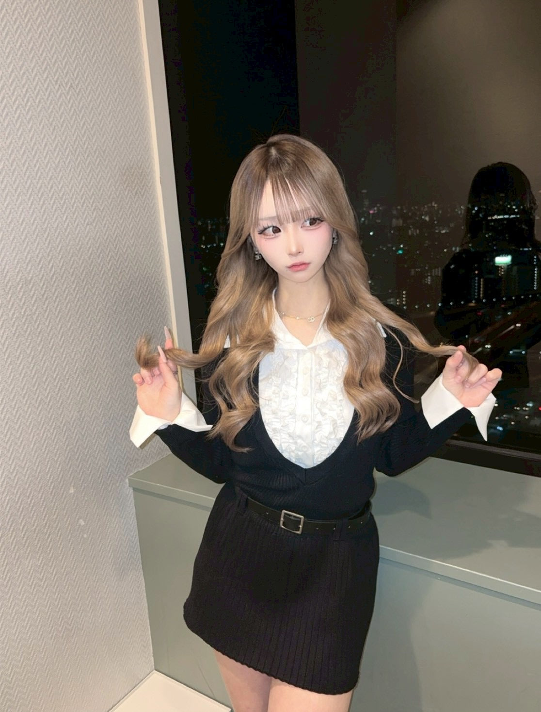 シャツニットワンピ 2色