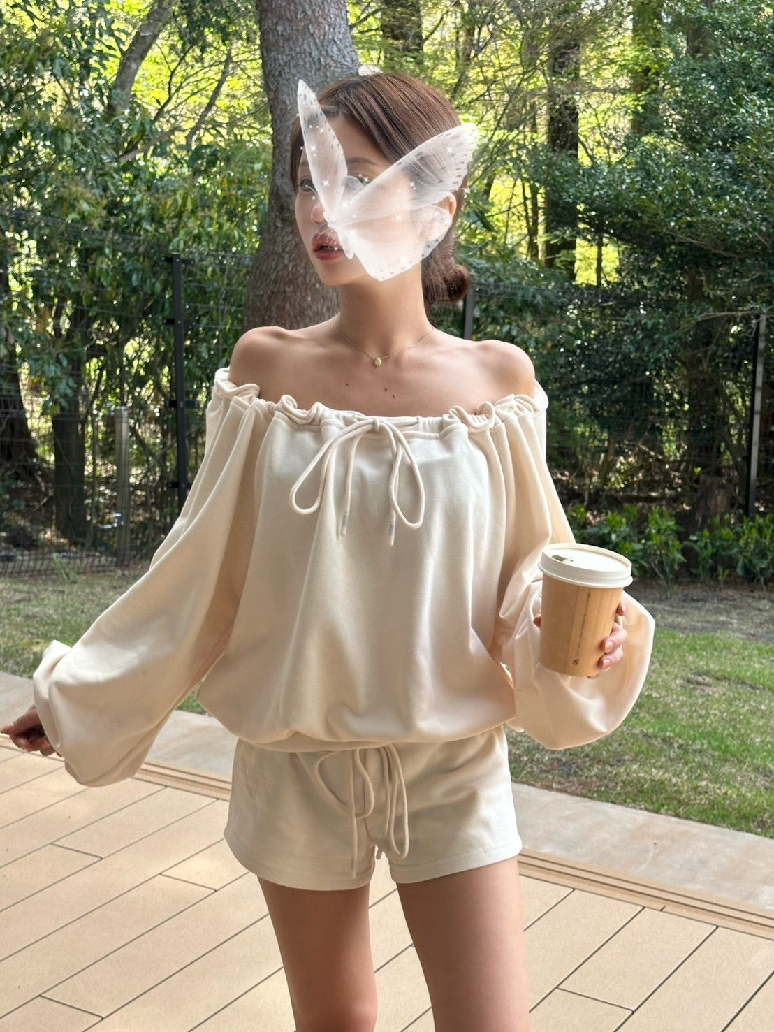 ラフオフショルセットアップ