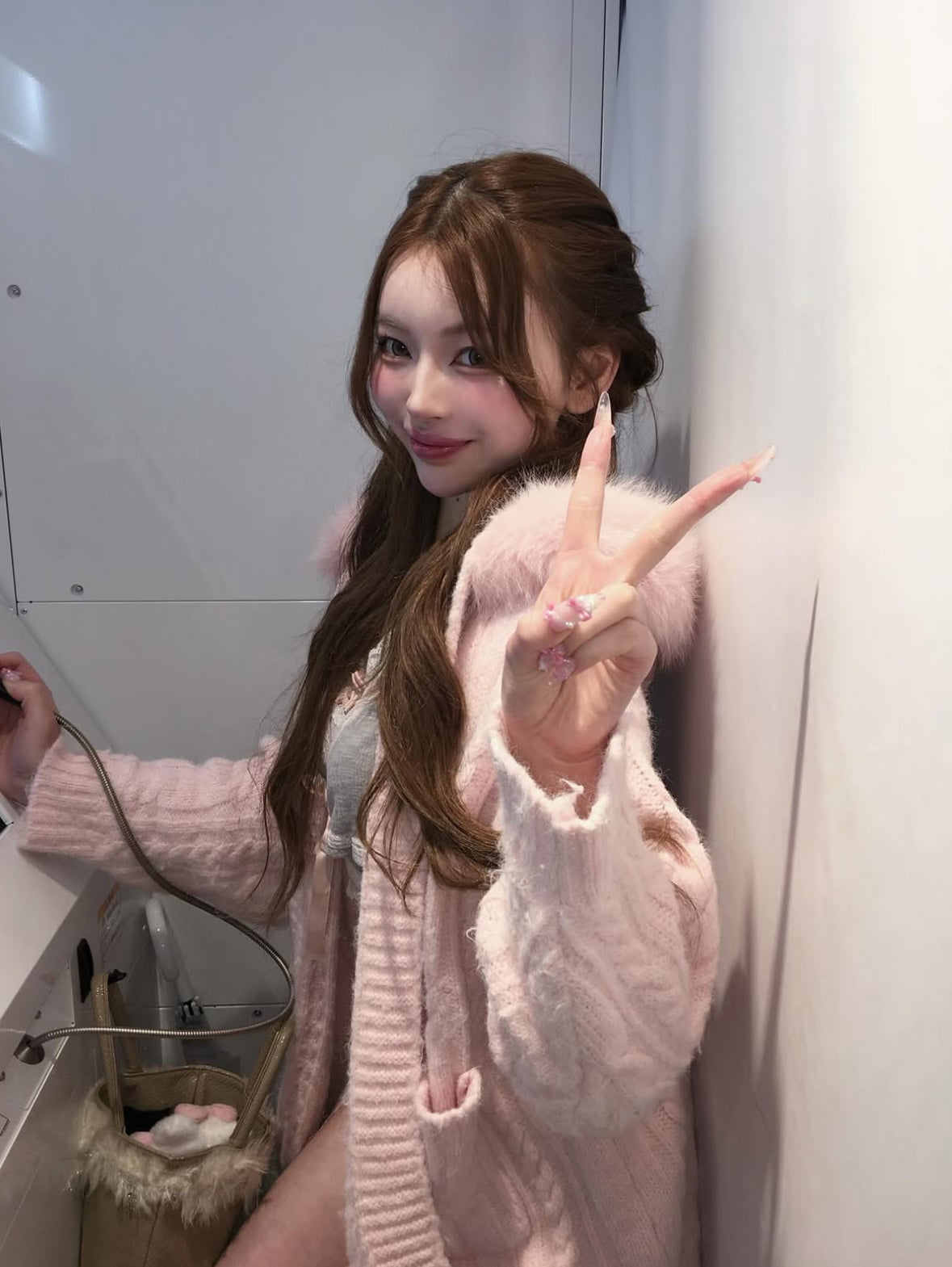 ロングニットカーデ