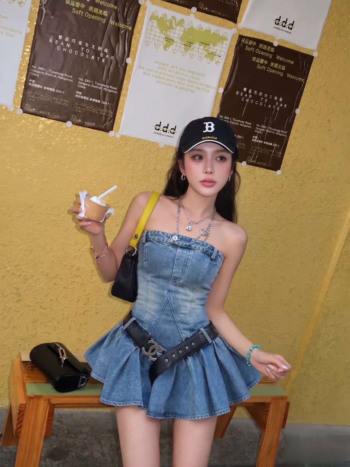 デニムミニワンピ