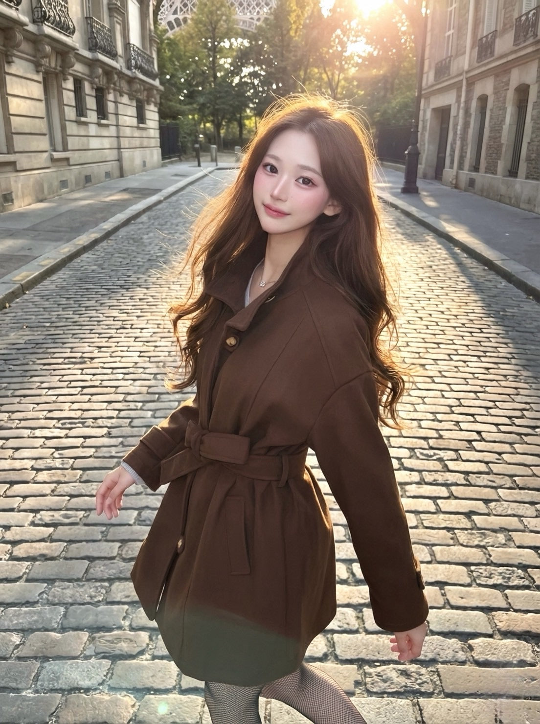 brownワンカラーコート