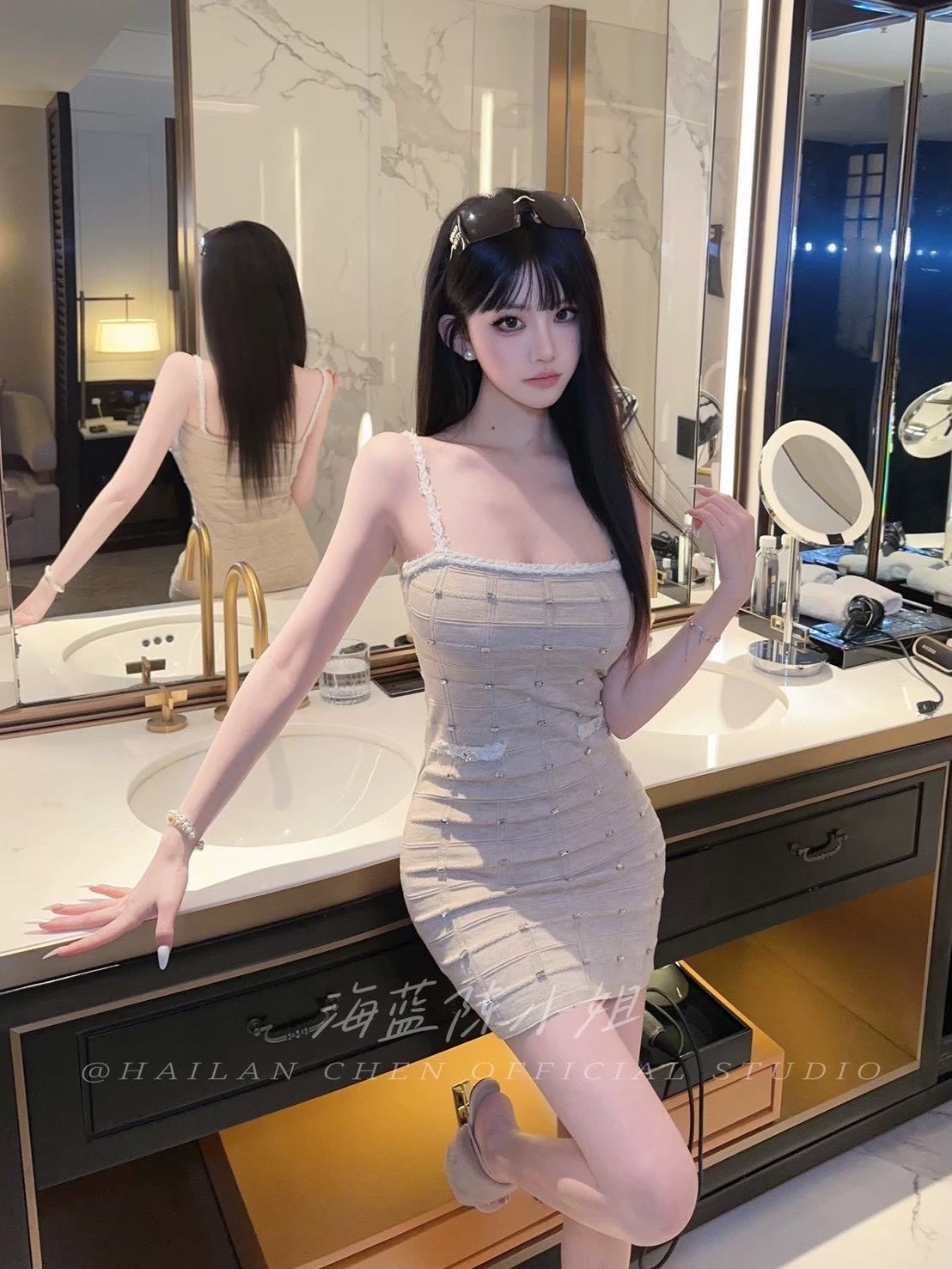 ワンホンビジューワンピ2色