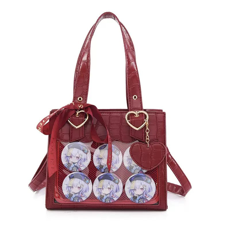 ワニ柄っぽクリアポケット付きbag 5色