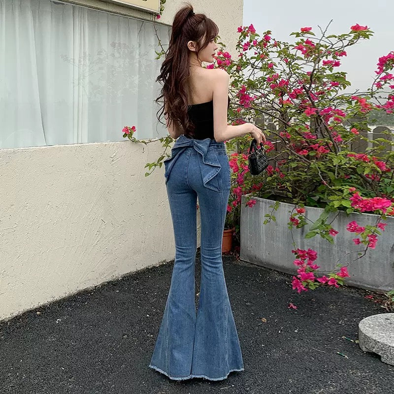 バックリボン美脚パンツ2色 沖コレ